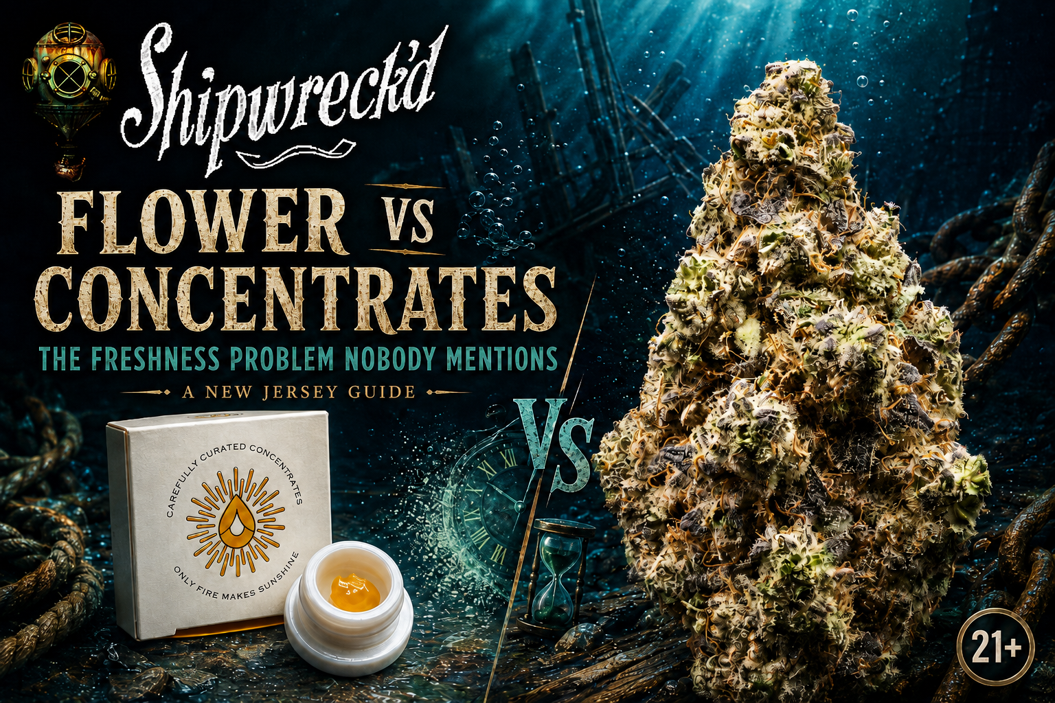 Cannabis flower and concentrate comparison graphic highlights freshness, a must-visit Neptune City dispensary guide.